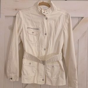 Calvin Klein White Zip and Button Jacket